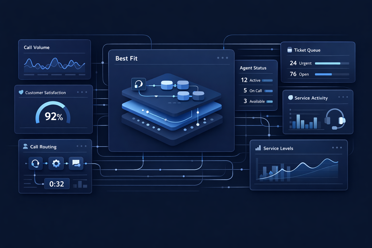 Illustration of Vanerxa service operations dashboard