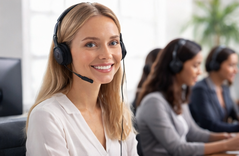 Customer support agents handling multichannel communication